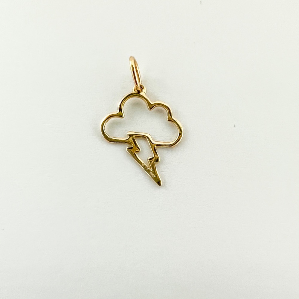 Cloud with Lightning 14K Gold Charm Pendant